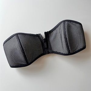 Triangl Swimsuit Black White Bikini Top Size SMALL Fishnet Strapless Bandeau